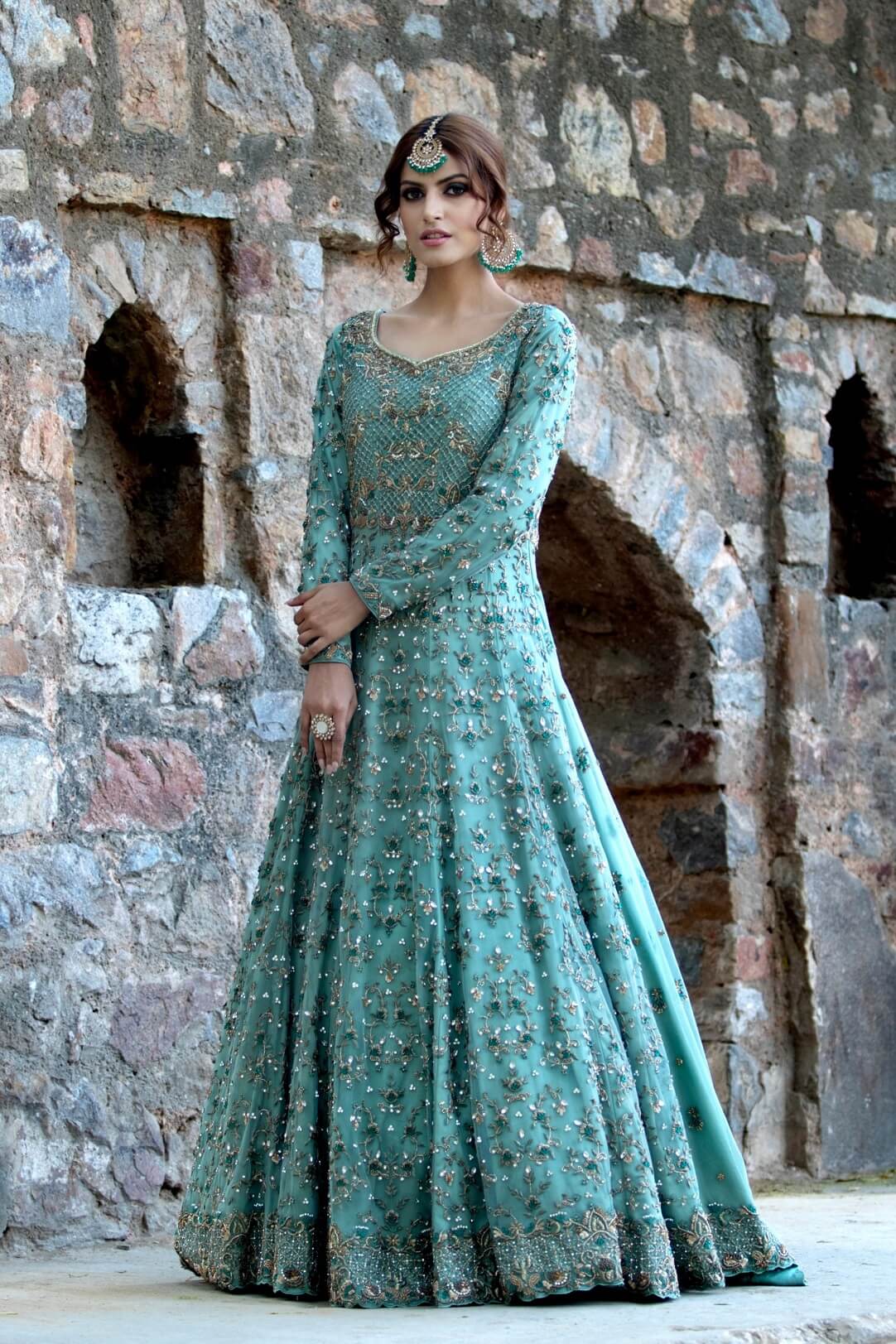 Dark sea green color dress sale