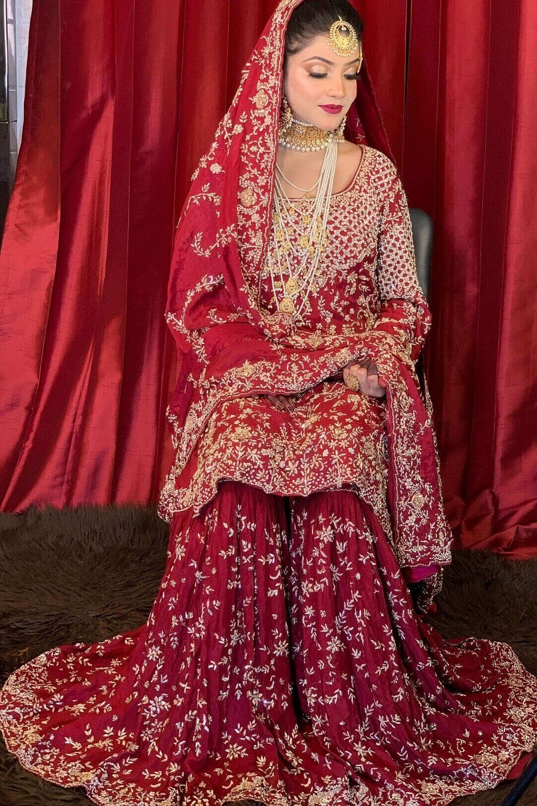 Maroon gharara clearance