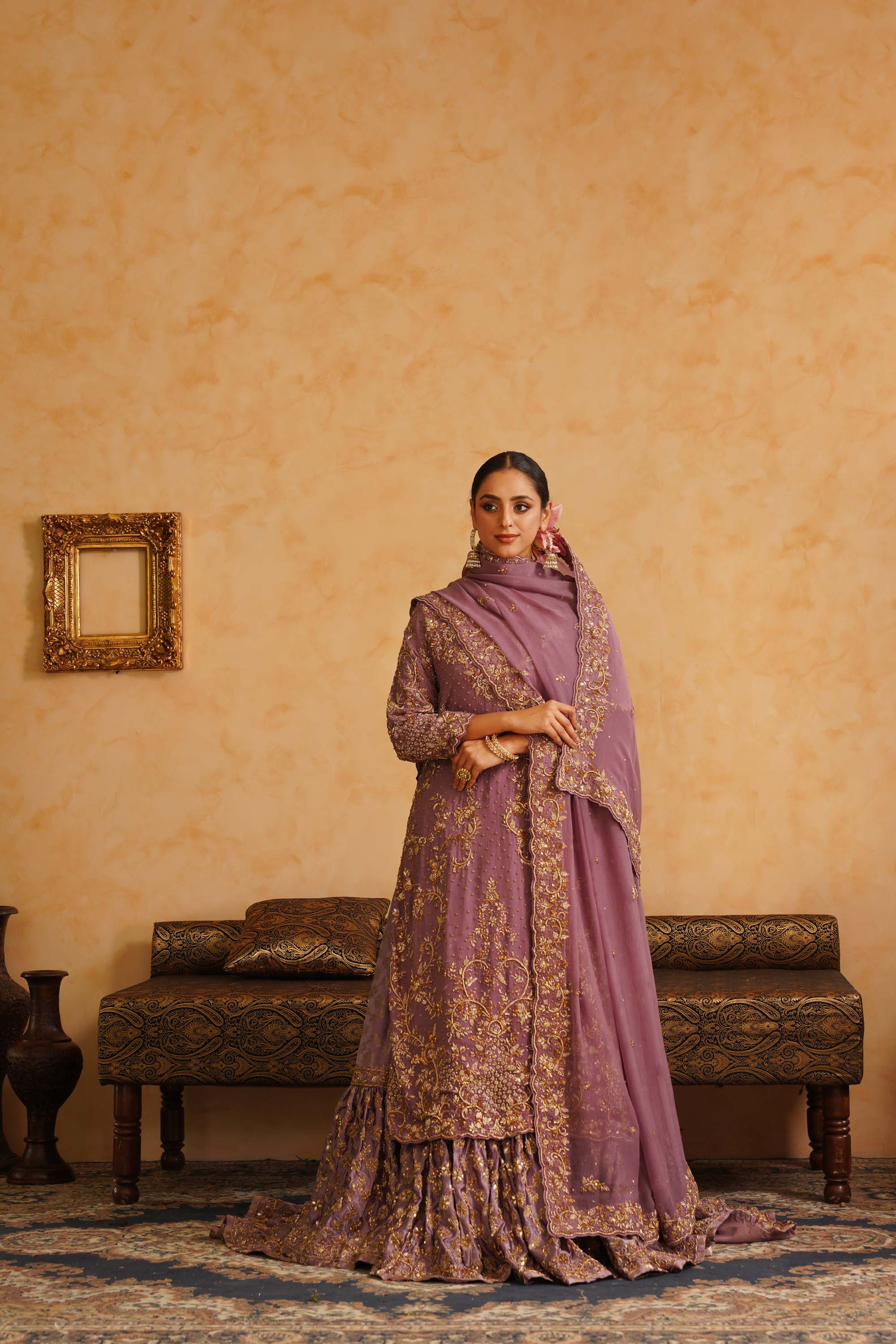 Lavender Farshi Gharara Set | Soft and Sophisticated Bridal Style