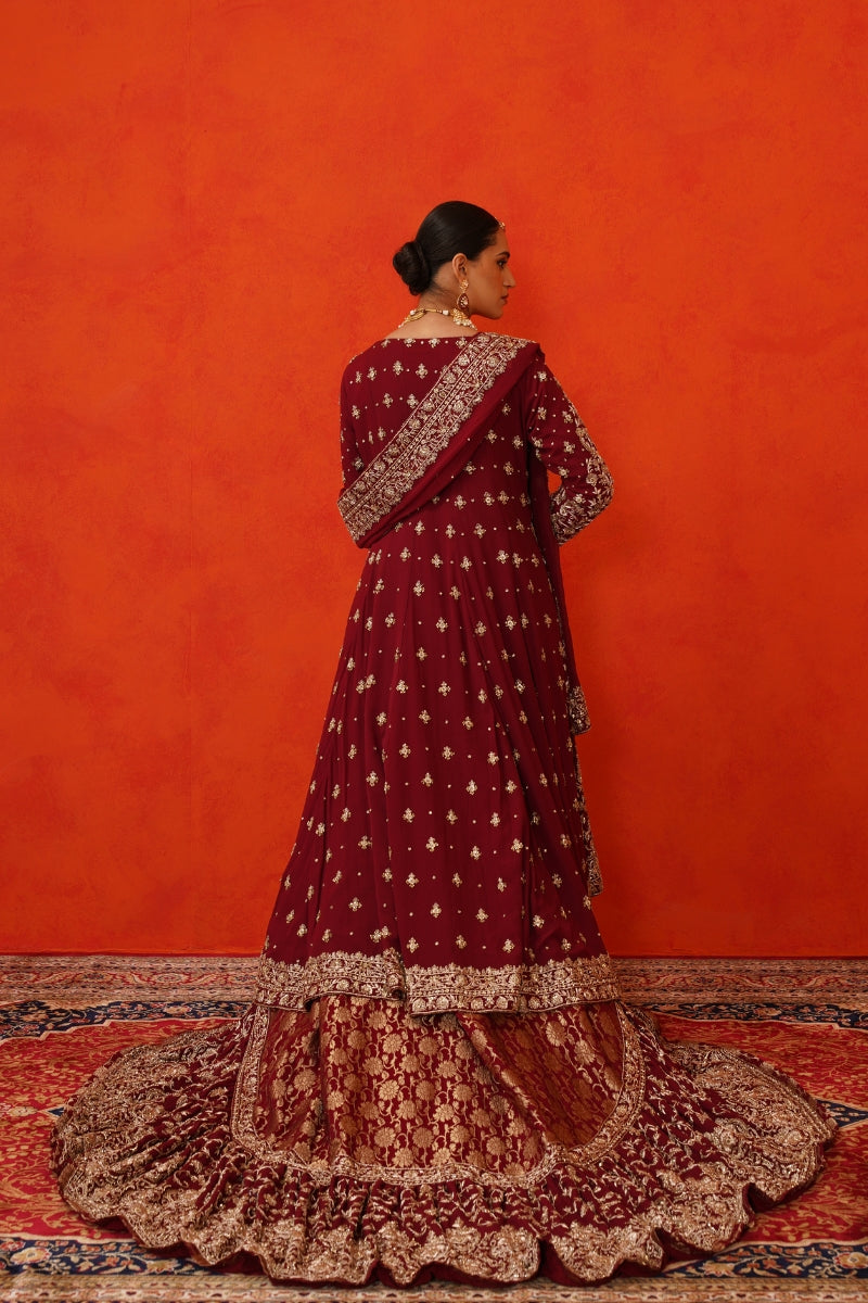 Maroon Jacket with Farshi Gharara