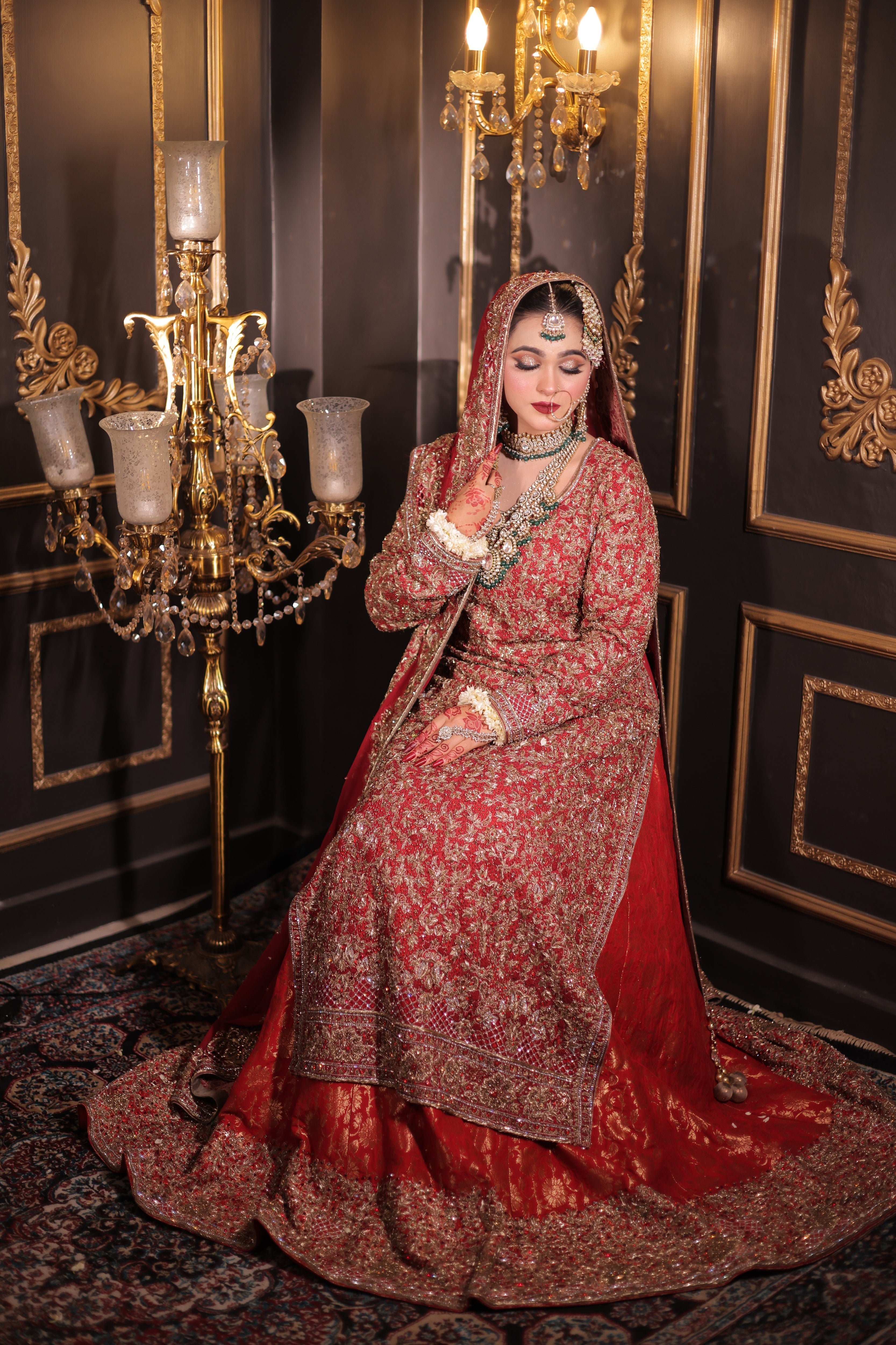 Red Antique Lehenga Kameez