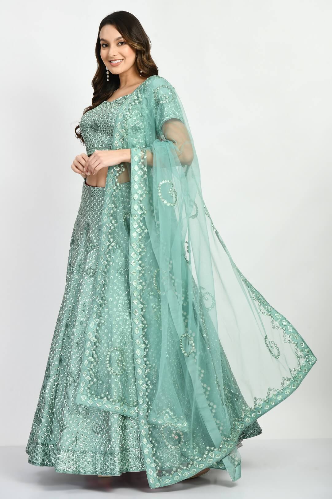 Deep Green Latest Collection Lehenga With Thread Work Blouse –  TheDesignerSaree