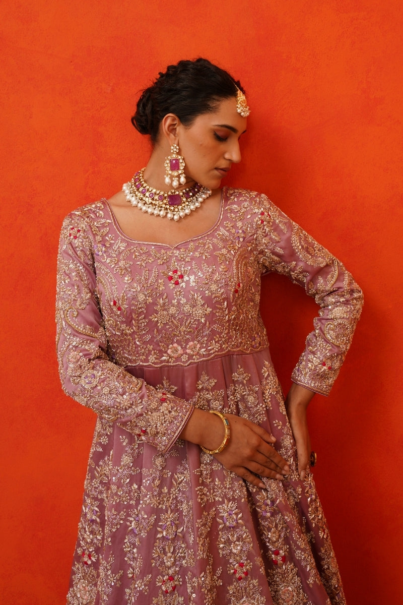 Lavender Double Layer Anarkali